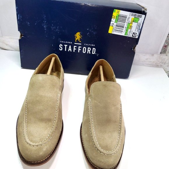 Stafford Mens Genuine Leather  Suede Mink Dace Loafer Size 10.5 M New in Box